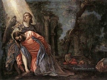 Cristo en el jardín sostenido por un ángel Renacimiento Paolo Veronese Pinturas al óleo